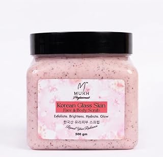 MUKH Professionals Korean Glass Skin Face & Body Scrub | Creamy Exfoliator Infused with Rice Extracts for Even Skin Tone (... Price In India