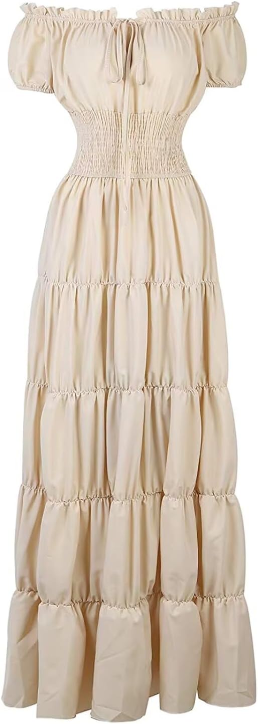 Women Corset Dress 2 Piece Set Maxi Renaissance Medieval Peasant Halloween