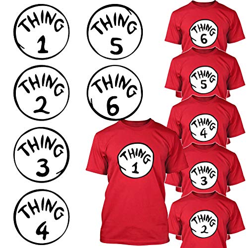 Calculs Thing 1-6 Iron On Heat Transfers Bundle Thing 1 and Thing 2 Shirts Costume Transfer Vinyls 6 Sheets 10 Inches Large