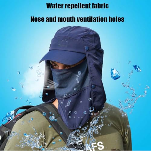 Sombrero de pesca multifuncional con cubierta facial y ala ancha miniatura 5