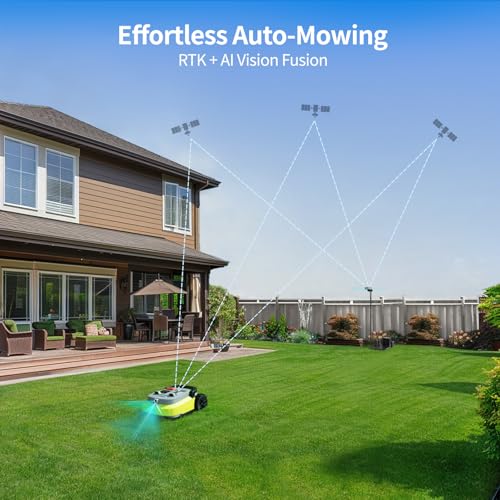 Image of Robot Lawn Mower, RTK+AI Vision Robot Mower for Accurate Navigation & Obstacle Avoidance, No Perimeter Wire, Smart APP Control, Automatic Grass Cutting for Large Lawns, 55% Slopes, 52dB Quiet