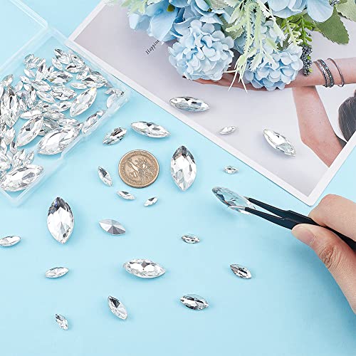 FINGERINSPIRE 94 Pcs Pointed Back Rhinestone 6 Sizes Glass Rhinestones Gems Clear Horse Eye Jewels Embelishments with Silver Plated Back Crystals Stones for Craft Decor Jewelry Making - Image 3