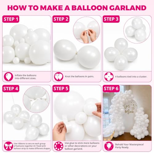 Image of Bezente 10FT White Balloon Garland Arch Kit for Backdrop Arch Stand 135 Pcs