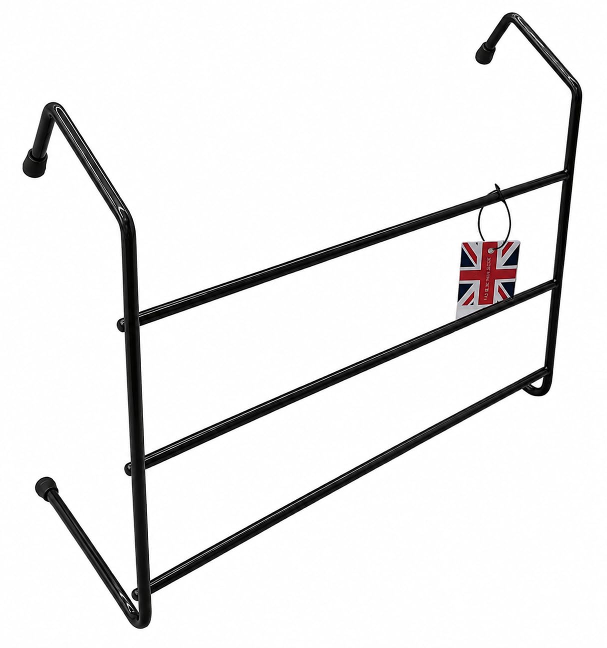 Delfinware Radiator Airer – Strong Plastic Coated Steel Hanging Rail for Drying Clothes and Towels, Fits Most Radiators, Made in the UK (Black, 3 Bar Medium)