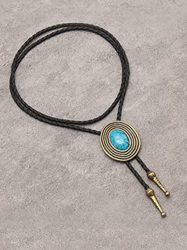 Image of GelConnie Native American Bolo Tie Rodeo Cowboy Leather Necktie Western Necklace Costume Accessories for Men,Women