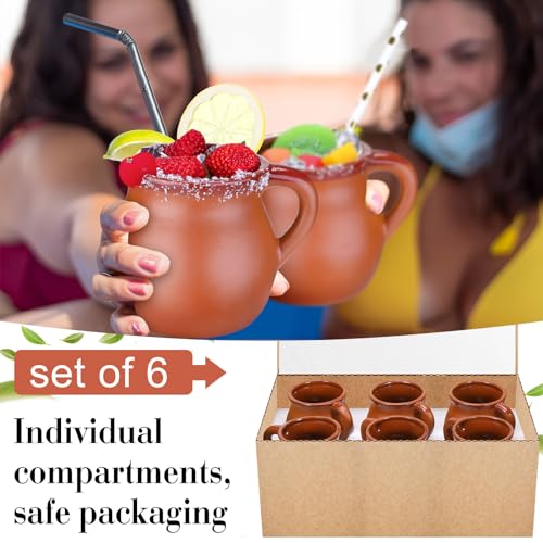 Set de 6 tazas cantaritos de barro cerámica 12 oz miniatura 4