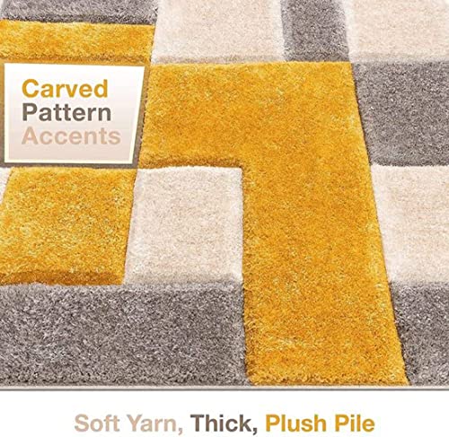 Image of Carpet Mahal Presence Gorgeous Design of Super Soft Shaggy Carpet for Living Room, Bedroom, Hall and Anywhere in Home. [5x5 feet] Square.