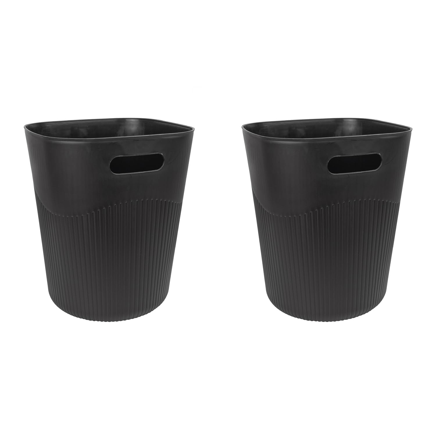 JVL Riblex Square Waste Bin 11L Set of 2 Bathroom Bedroom Office Black