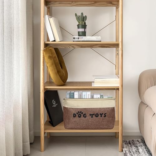 PET ARTIST Dog Toy Basket, Collapsible Dog Toy Bin Box with Comfortable Handles, Large Pet Toy Storage Organizer for Accessories, Toys, Coat & Clothing, Blanket & Leash, Brown, 15"x11"x9" - Image 4