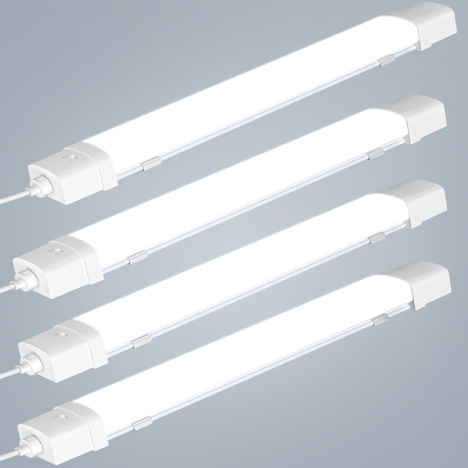 uifame 40W LED Batten Light with Motion Sensor, 45inch Linkable Tube Light, 6500K, 4000lm, Equivalent 12 Incandescent lamp, Outdoor Indoor LED Bar, Ceiling Light for Garage Warehouse Workshop, 4 Pack