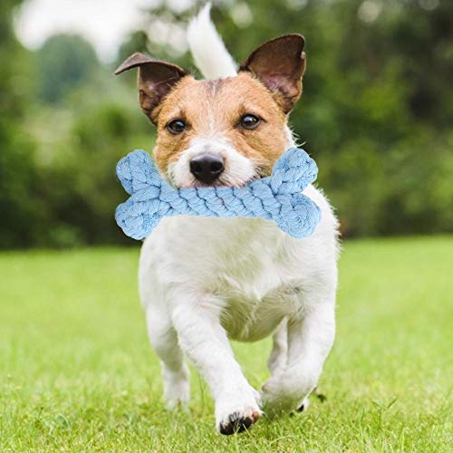 Fdit Puppy Chew Toys Dog Teething Training Cotton Rope Toy Braided Cotton Rope Toy for Pet Dog Puppy Teeth Cleaning(Blue Bone) - Image 2