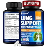 Quit Smoking Aid for Lung Cleanse & Support - Lung Detox for Smokers - Herbs for Respiratory Health: Licorice, Ginger & Nettle Root, Thyme - Clear Lungs Supplement with Vitamins C, D3-60 Capsules