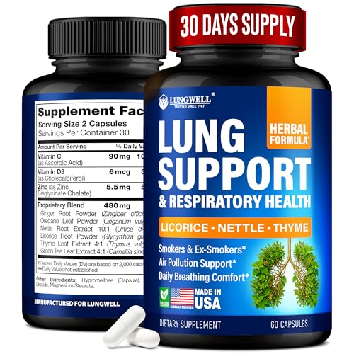 LUNGWELL Quit Smoking Aid - Made in USA - Helps to Clear Lungs & Stop Smoking - Infused with Mullein & L-Tryptophan for Lung Cleanse & Stress Relief