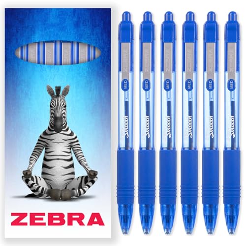 Zebra Z-Grip Smooth Ink Ballpoint Pen - 1.0mm - Pack of 6 Pens - in Zebra Envelope Gift Packaging (Blue), 1 count (Pack of 6)