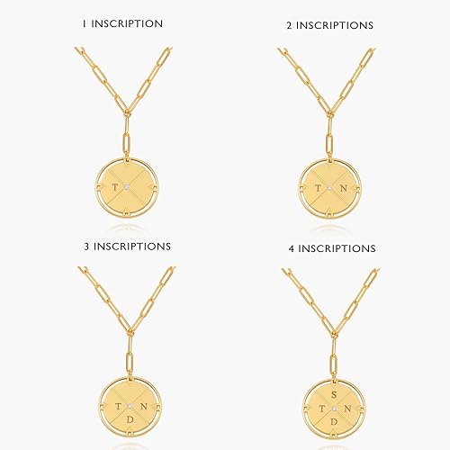 Miniatura 8 de OAK&LUNA - Collar de brújula grabada con diamante Colgante entrelazado personalizado con iniciales Regalo para ella, mujer Para cumpleaños, Día