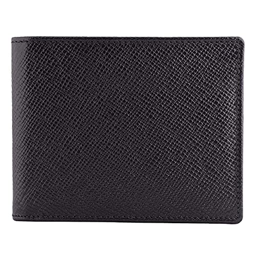 Mens Wallet Full Grain Genuine Leather Slim Minimalist Front Pocket Bifold Soft Nappa RFID Protection (Saffiano Black)