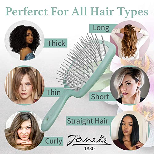 Janeke Superbrush Detangler Brush Anti-Static Hairbrush Easy For Wet Or Dry Use Flexible With Nylon Bristle Great For All Hair Types - Long Thick Curly -The Original Italian Patent (Tiffany) #TOP4