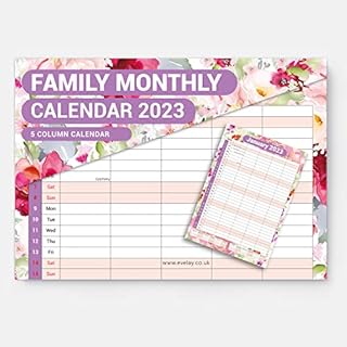2023 A3 Wall Calendar 5 Columns Family Monthly Planner Staff Rota Family Organiser Month per View Flowers