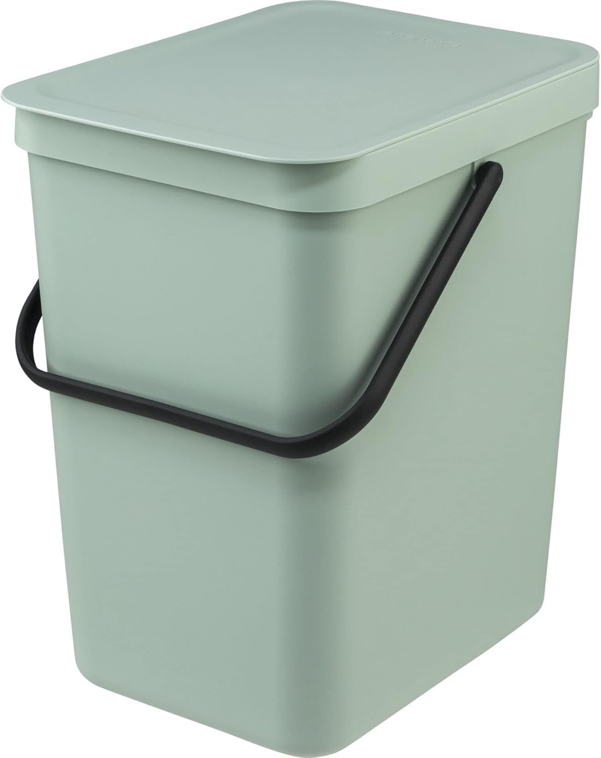 Brabantia Sort & Go Abfalleimer mit Deckel 25 L (hellgrün), platzsparender Pfandsammler mit Griff, abnehmbarer, feststellbarer Deckel, leicht zu reinigender großer Mülleimer ohne Ecken und Ränder