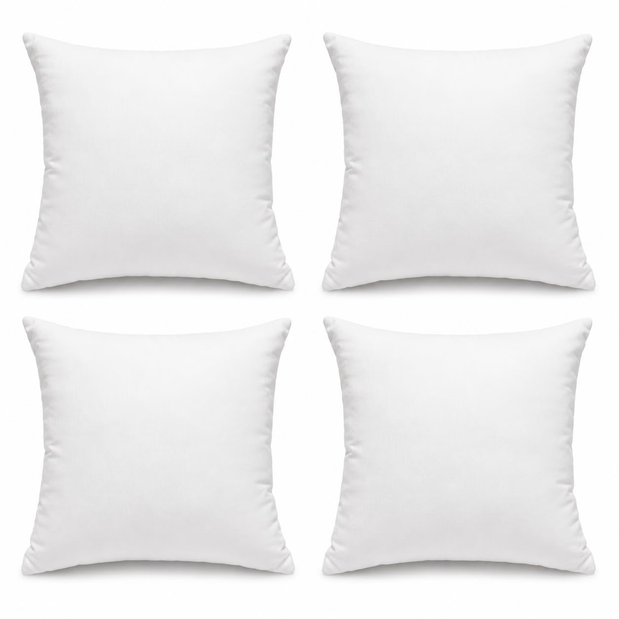 Jb Modish White Set Of 4 Cushion Inserts –Hollowfibre Pillow Fillers – Hypoallergenic Inner Pads – Soft Plump Cushion Stuffers For Sofa & Bed (, 16''X16'' (40X40 Cm))