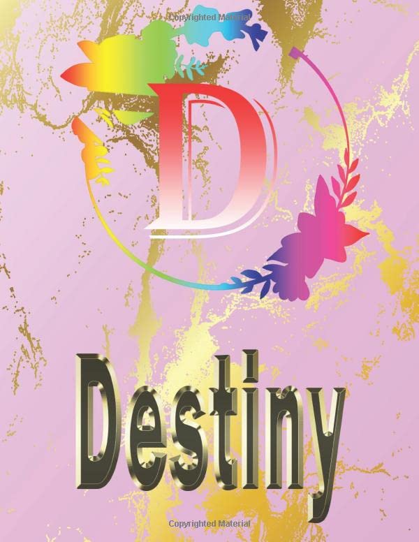 Destiny: Personalized Name Sketchbook.Monogram Initial Letter D Journal. Destiny Cute Sketchbook on Pink Marble Cover , Blank Paper 8.5 x 11 ,Great ... Sketching, Crayon Coloring and colored pencil