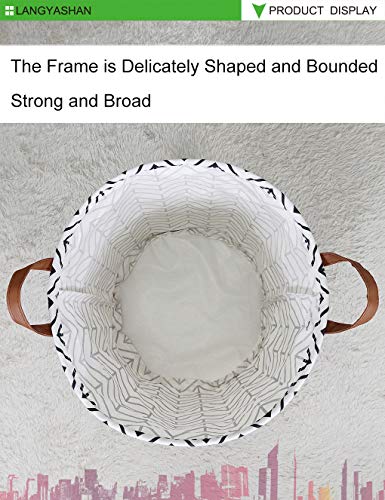 Image of Laundry Basket Canvas Fabric Collapsible Organizer Basket for Storage Bin Toy Bins Gift Baskets Bedroom Clothes Children Nursery Hamper (Geometric)