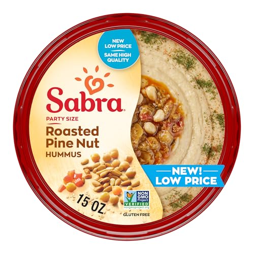 Sabra Roasted Pine Nut Hummus Dip, 15oz - Smooth & Creamy Hummus for Dipping Vegetables & Snacks, Sandwich Spread & Healthy Snacking - Non-GMO, Vegan, Gluten-Free, Kosher & Vegetarian