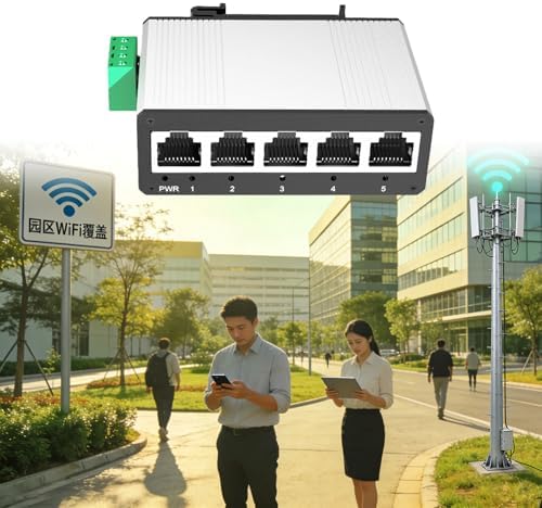 5 Port Industrial Ethernet Aluminum Housing DIN Mount for Extreme Temperatures Metal Case Ethernet Switcher - 3