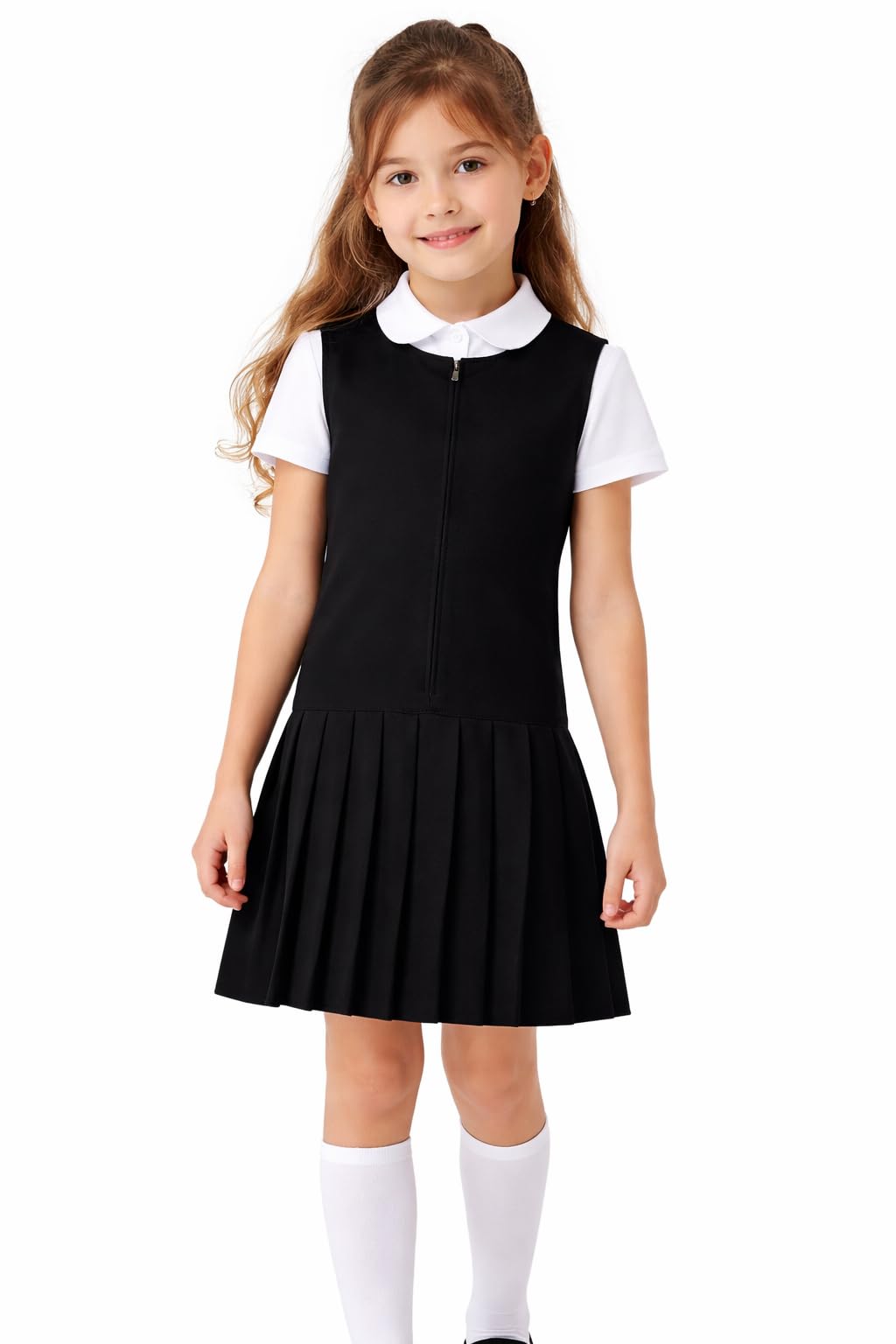 A2Z 4 Kids Girls School Uniform Pinafore Dress Comfortable - UF Dress 865 Black 11-12