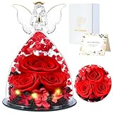 FRFG Ewige Rose Engel Geschenke für Frauen, Muttertagsgeschenke für Mama, Engel Figur Geschenk Mama Geschenk, Geburtstagsgeschenk für Frauen Mutter Oma Geschenk (Rot)