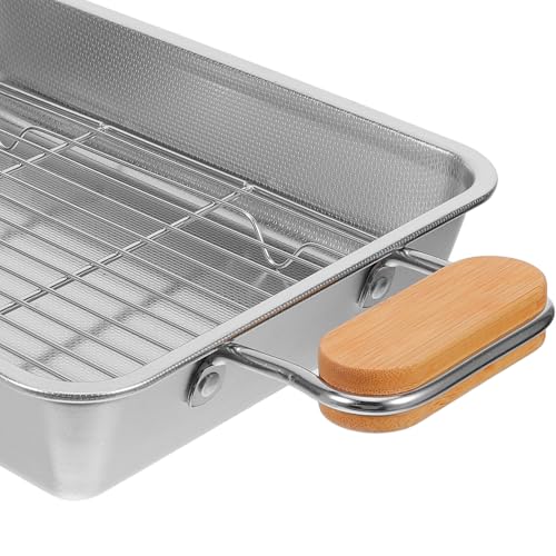 Bandeja para hornear de acero inoxidable plano con rejilla 4
