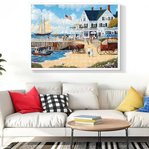 Image of Jigsaw Puzzles 300 Pieces for Adults White Villa Puzzle 300 Pieces Adult Puzzles Games for Kids Ages 8-10 10-12 Recycled Cardboard Puzzle Pieces Family Challenging Game 20.5x15IN
