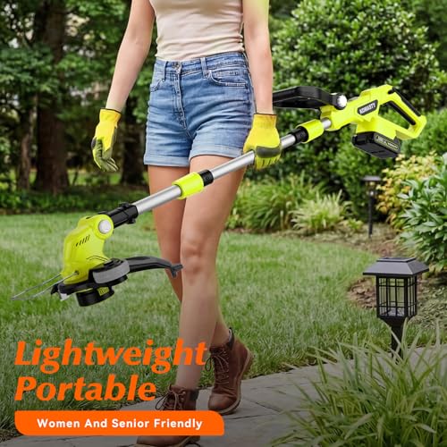 Image of 20V Electric Weed Wacker Cordless Edger Lawn Tool 2 X 2.0Ah Battery Powered Weed Eater with Charger, 12 Inch Lightweight String Trimmer, Auto Line Feed Grass Cutter Lawn Mower for Small Yard Garden