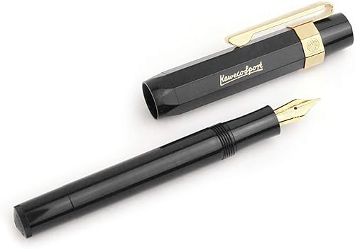 Miniatura 2 de Kaweco Pluma Estilográfica Sport Classic Negro, Punta Fina Deporte Octogonal Clip Oro.