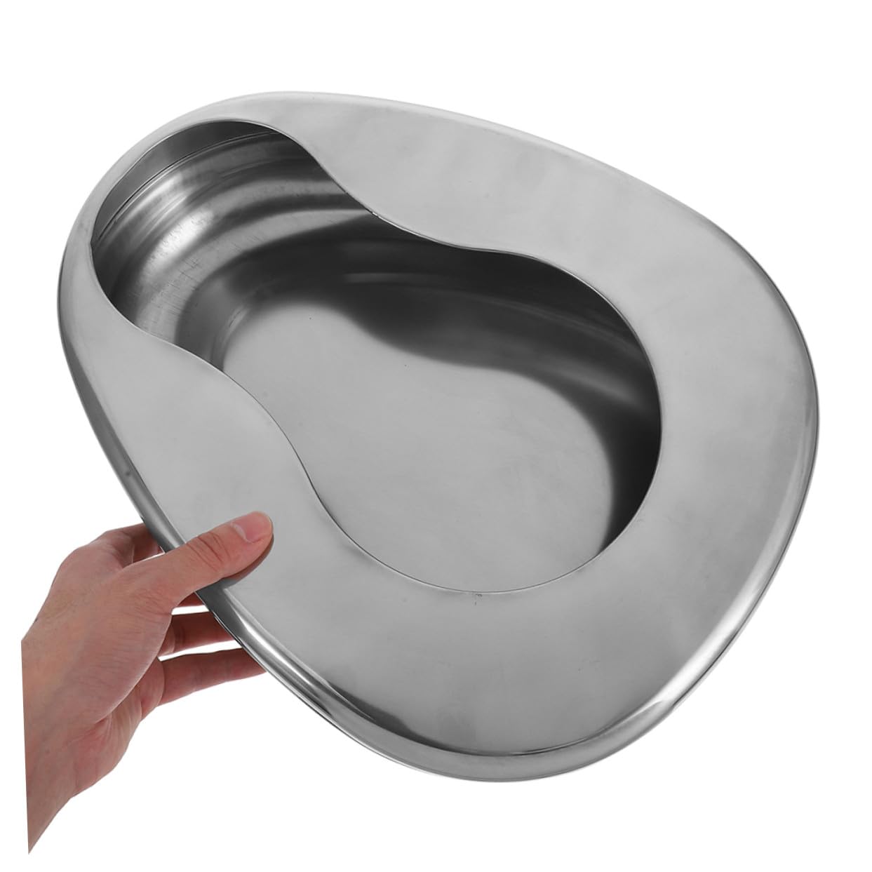 Cuña de Acero Inoxidable 2 Piezas para Cuidados de Cama | Color Plata, Modo Nocturno y Limpieza Sencilla, Uso en Casa y Salas Hospitalarias