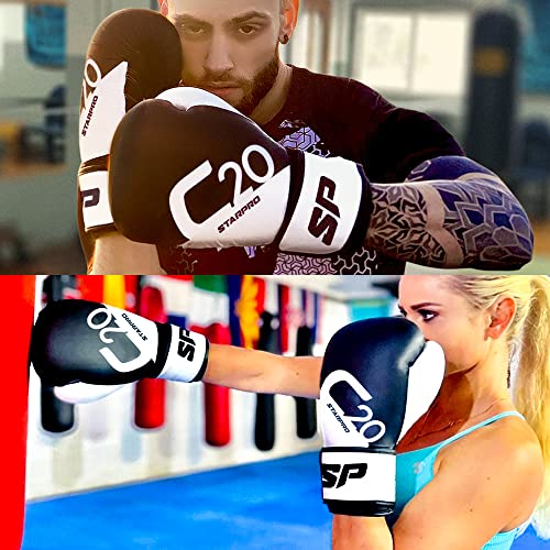 Starpro C20 Black Boxing Gloves - Strong Punches & Everlasting – Kickboxing & Training Gloves For Men And Women - 16Oz Boxing Gloves And Multiple Sizes #TOP5