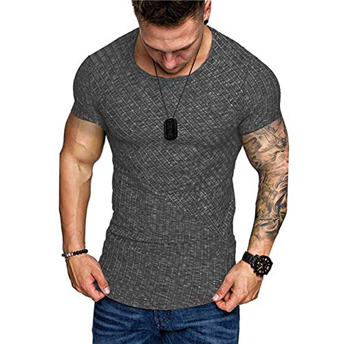 Camiseta elástica de hombre negra XXXL de manga corta que evita el calor del verano