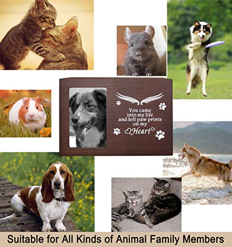 BAMTALK Pet Memorial Urn for Ashes, Cat or Dog Memory Box, Pet Memorial Keepsake, Pet Cremation Urn with Photo Frame, Wooden Nature Bamboo Urn for Pet Lovers (Walnut Color) - Thumbnail 4