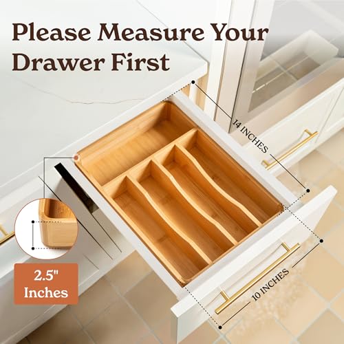 SMIRLY Silverware Drawer Organizer – Bamboo Kitchen Drawer Organizer, Adjustable Utensil Holder and Cutlery Tray, Drawer Dividers for Flatware and Kitchen Utensils by SMIRLY - Image 4