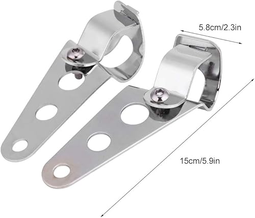 Miniatura 8 de - Soporte para faros delanteros de motocicleta, 2 soportes de montaje de faros Horquilla Racer 1.102 in-1.339 in (Plata)