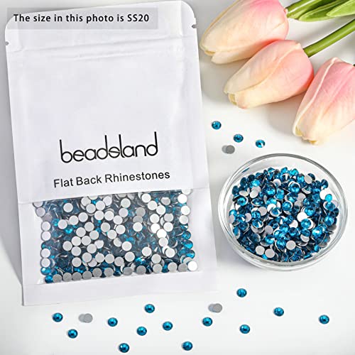 Image of Beadsland Flat Back Crystal Rhinestones, Indicolite, SS20, 2880pcs | Flatback Glass Gems, 4.6-4.8mm, for Nail Art Craft, Glue Fix