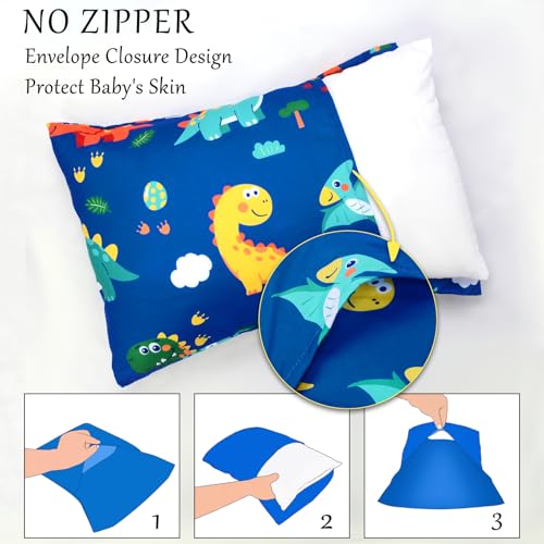Image of Cloele Kids Toddler Pillowcase,Colorful Dinosaur,13x18in | Fits Pillows Sized 12x16 or 13x18in,Envelope Travel Pillowcase, 1 Pack, Soft Children's Bedding,For Boys and Girls