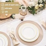 MATANA 150 Pcs Gold Plastic Disposable Plates and Cutlery Set for 25 Guests - 10" Gold Plastic Plates, Dessert Plates, Spoons, Forks, Knives & Cups Dinnerware Set