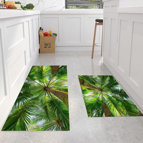 Tapis cuisine antiderapant fini les glissades avec le lot lavable vert - 4