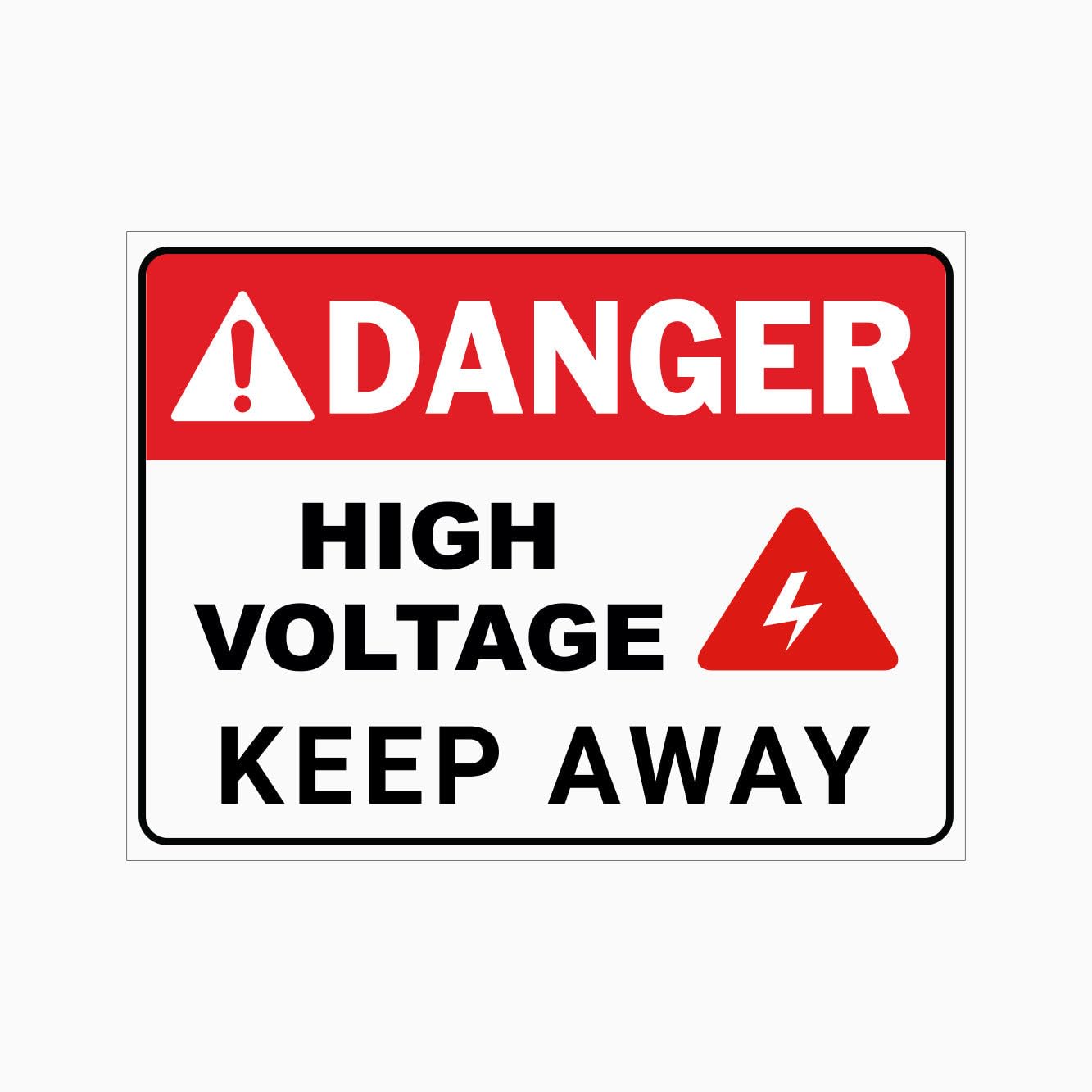 DANGER HIGH VOLTAGE KEEP AWAY Sign, 12x8 Inch Metal Tin Sign, Electrical Hazard Warning for Power Distribution Areas