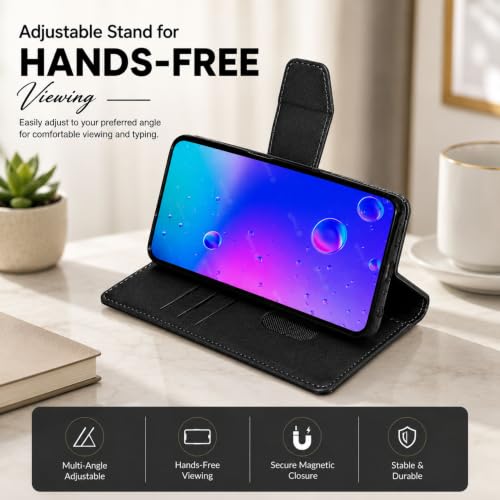Image of SBMS Flip Cover for Oppo K13 5G Back Cover Case with Magnatic Closure | Inbuilt Stand | Card & Money Pocket (Black)