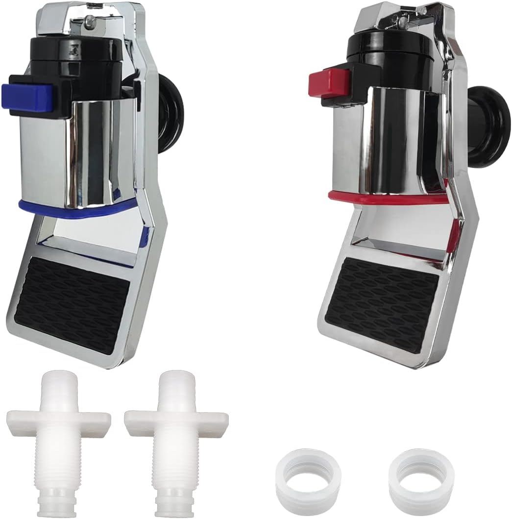 Water Cooler Faucet,Water Dispenser Spigot,Push Style with Child Safety Lock for Ro System Adaptor Hot Cold Water,2 Pieces Plastic,Red/Blue