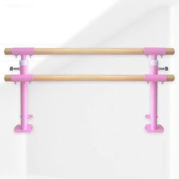 Ballet Barre,Ballet Bar Ballet Barre Bar,Double Ballet Bar,Folding Fitness Gymnastics Stretching Barre,Floor Type Home Dance Bracket,Adjustable Pink 1.5M