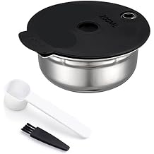 Compatible For Bosch,Compatible For Tassimo,SUNY HAPPY VIVY Refillable Coffee Filters Stainless Steel Coffee Capsule Pod Silicone Cover 60/180/200/220ml200ml 1pcs