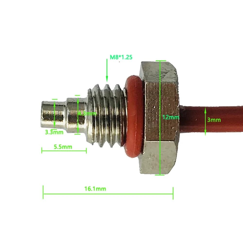 LBBCQVJK 1.5m PT100 Temperature Sensor 3 Wires with Coated Probe M8*1.25 Threaded Probe 0-180 Degrees